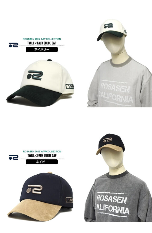 ROSASEN［ロサーセン］ツイル×フェイクスウェードB.Bキャップ