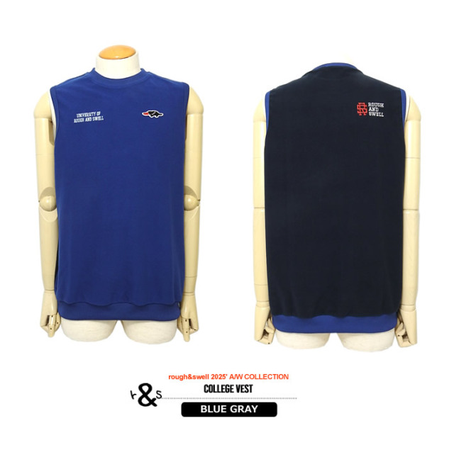rough&swell［ラフアンドスウェル］COLLEGE VEST/マイクロフリース