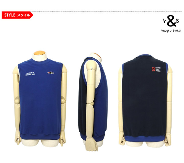 rough&swell［ラフアンドスウェル］COLLEGE VEST/マイクロフリース