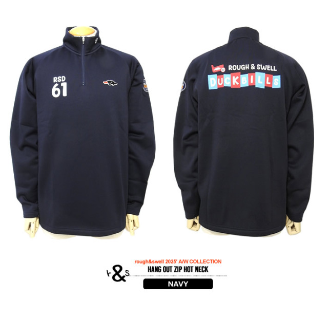 ★rough & swell　 ワッペン プルオーバー スニード サイズL rough&swell［ラフアンドスウェル］HANG OUT ZIP HOT NECK/ハーフ